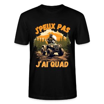 J'peux pas j'ai quad - T-shirt bio CRAFTER Stanley Stella Unisexe - noir - Devant - Alina (178cm) & Michal (187cm)