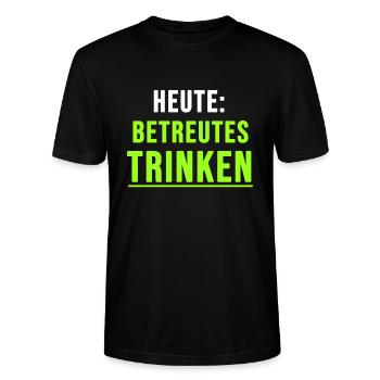 Heute: Betreutes Trinken - Stanley/Stella Unisex Bio-T-Shirt CRAFTER - Schwarz - Vorne - Alina (178cm) & Michal (187cm)