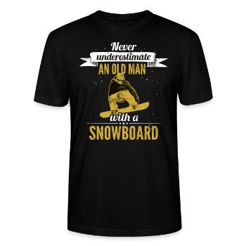 never underestimate an old man with a snowboard - Stanley/Stella CRAFTER Unisex Organic T-Shirt - black - Front - Alina (178cm) & Michal (187cm)