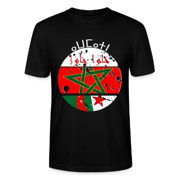 Maroc Algérie Cadeau Dictons Arabe Amazigh Khawa - T-shirt bio CRAFTER Stanley Stella Unisexe - noir - Devant - Alina (178cm) & Michal (187cm)