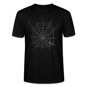 Halloween Spinnennetz mit Spinne - Stanley/Stella Unisex Bio-T-Shirt CRAFTER - Schwarz - Vorne - Alina (178cm) & Michal (187cm)