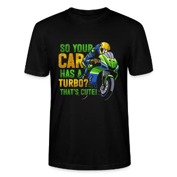 Moto de course de moto dicton - T-shirt bio CRAFTER Stanley Stella Unisexe - noir - Devant - Alina (178cm) & Michal (187cm)