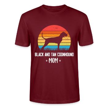 Black and Tan Coonhound - Stanley/Stella CRAFTER Unisex Organic T-Shirt - burgundy - Front - Alina (178cm) & Michal (187cm)