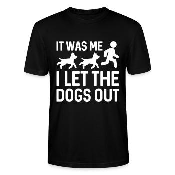 C’est moi que j’ai laissé sortir les chiens - T-shirt bio CRAFTER Stanley Stella Unisexe - noir - Devant - Alina (178cm) & Michal (187cm)