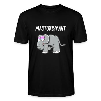 Elefant, Lustig Mastubieren - Stanley/Stella Unisex Bio-T-Shirt CRAFTER - Schwarz - Vorne - Alina (178cm) & Michal (187cm)