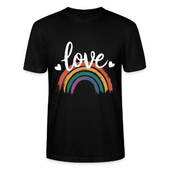 Amour et arc-en-ciel | Fierté LGBT - T-shirt bio CRAFTER Stanley Stella Unisexe - noir - Devant - Alina (178cm) & Michal (187cm)