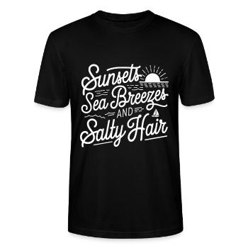 Beach Holidays | Salty Sea breeze - Stanley/Stella CRAFTER Unisex Organic T-Shirt - black - Front - Alina (178cm) & Michal (187cm)