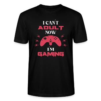 Lustiger Gamer Spruch - Stanley/Stella Unisex Bio-T-Shirt CRAFTER - Schwarz - Vorne - Alina (178cm) & Michal (187cm)