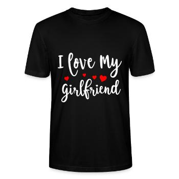I Love My Girlfriend: Liebe zeigen - Stanley/Stella Unisex Bio-T-Shirt CRAFTER - Schwarz - Vorne - Alina (178cm) & Michal (187cm)