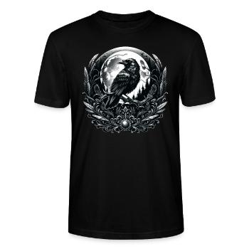 Corbeau mystique et Lune : l’élégance gothique - T-shirt bio CRAFTER Stanley Stella Unisexe - noir - Devant - Alina (178cm) & Michal (187cm)