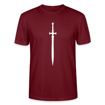 Fantasy ceremonies Gothic sword gift - Stanley/Stella CRAFTER Unisex Organic T-Shirt - burgundy - Front - Alina (178cm) & Michal (187cm)