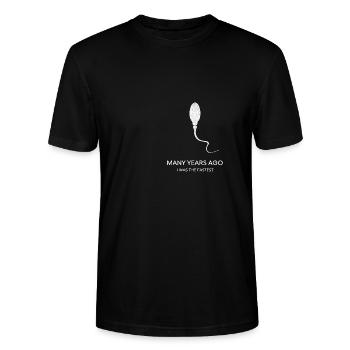Many years ago I was the fastest - Stanley/Stella CRAFTER Unisex Organic T-Shirt - black - Front - Alina (178cm) & Michal (187cm)