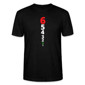 65432N1 Motorrad Geschwindigkeit - Stanley/Stella Unisex Bio-T-Shirt CRAFTER - Schwarz - Vorne - Alina (178cm) & Michal (187cm)