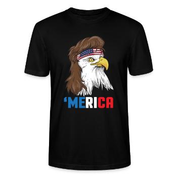 Patriotic Mullet Eagle Independence Day le 4 juillet - T-shirt bio CRAFTER Stanley Stella Unisexe - noir - Devant - Alina (178cm) & Michal (187cm)