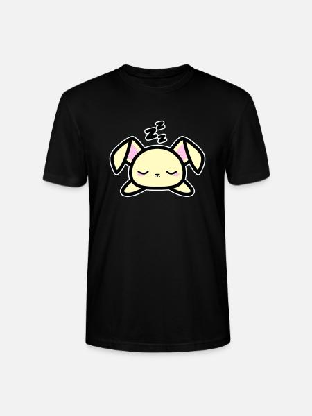 Cute Sleeping Bunny Design Kawaii Style Tegning - Stanley Stella CRAFTER unisex økologisk-T-shirt - sort