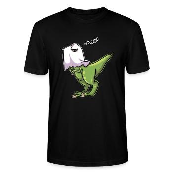 Dinosaurierentwurf Halloweens T Rex Lustiger Entwurf - Stanley/Stella Unisex Bio-T-Shirt CRAFTER - Schwarz - Vorne - Alina (178cm) & Michal (187cm)