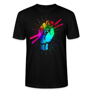 Schlagzeug - Stanley/Stella Unisex Bio-T-Shirt CRAFTER - Schwarz - Vorne - Alina (178cm) & Michal (187cm)