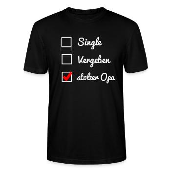 stolzer opa - Stanley/Stella Unisex Bio-T-Shirt CRAFTER - Schwarz - Vorne - Alina (178cm) & Michal (187cm)