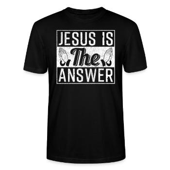 Jesus - Stanley/Stella Unisex Bio-T-Shirt CRAFTER - Schwarz - Vorne - Alina (178cm) & Michal (187cm)