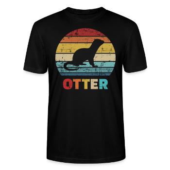 Otter - Stanley/Stella Unisex Bio-T-Shirt CRAFTER - Schwarz - Vorne - Alina (178cm) & Michal (187cm)
