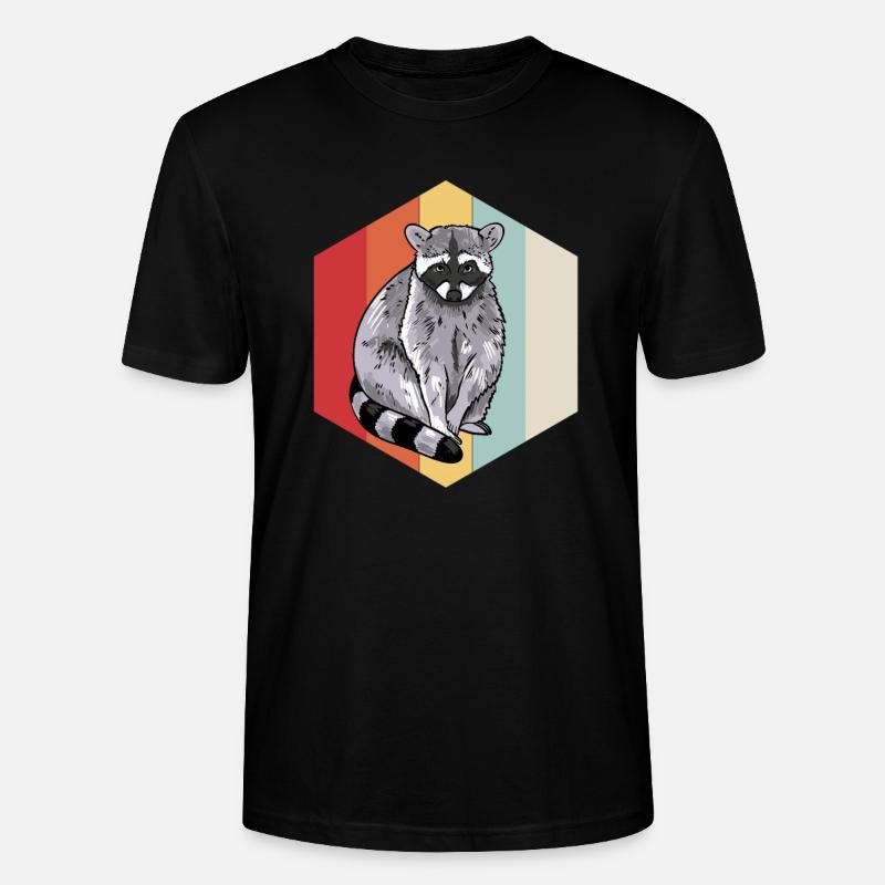 Retro Waschbär - Stanley/Stella Unisex Bio-T-Shirt CRAFTER - Schwarz