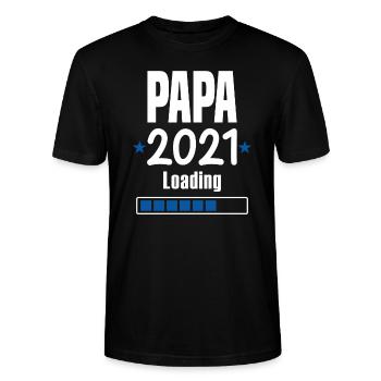 Papa 2021 Werdender Papa - Stanley/Stella Unisex Bio-T-Shirt CRAFTER - Schwarz - Vorne - Alina (178cm) & Michal (187cm)