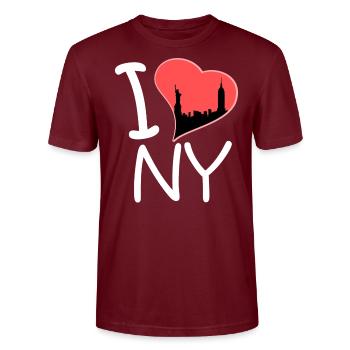 Je coeur NY Love New York cadeau cadeau amour NY - T-shirt bio CRAFTER Stanley Stella Unisexe - bordeaux - Devant - Alina (178cm) & Michal (187cm)