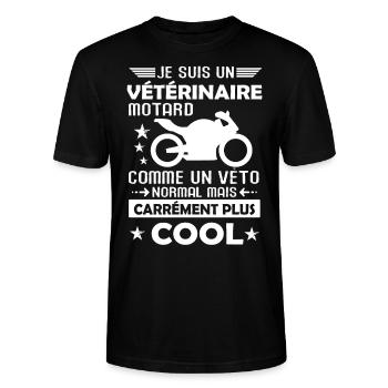 Vétérinaire cadeau drôle motard moto biker homme - T-shirt bio CRAFTER Stanley Stella Unisexe - noir - Devant - Alina (178cm) & Michal (187cm)