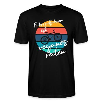 Fahrrad Vegan Reiten Retro - Stanley/Stella Unisex Bio-T-Shirt CRAFTER - Schwarz - Vorne - Alina (178cm) & Michal (187cm)