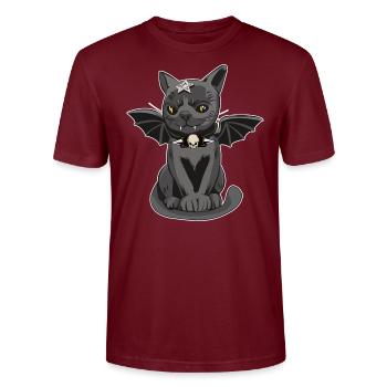 Chat avec des ailes, Halloween, Hallomeow - T-shirt bio CRAFTER Stanley Stella Unisexe - bordeaux - Devant - Alina (178cm) & Michal (187cm)