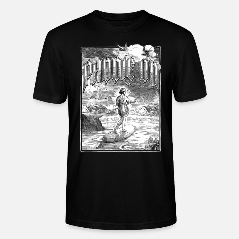 Paddle Board Paddling Drawing - Stanley/Stella CRAFTER Unisex Organic T-Shirt - black