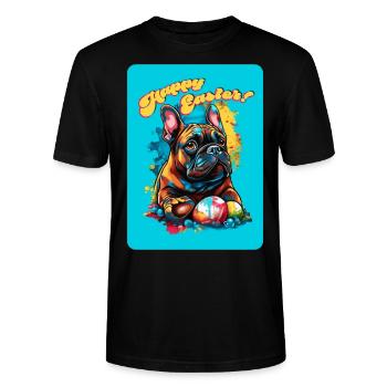happy easter ou joyeuses pâques par t shirt papa - T-shirt bio CRAFTER Stanley Stella Unisexe - noir - Devant - Alina (178cm) & Michal (187cm)