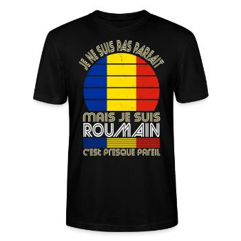 Je ne suis pas parfait mais je suis Roumain - T-shirt bio CRAFTER Stanley Stella Unisexe - noir - Devant - Alina (178cm) & Michal (187cm)