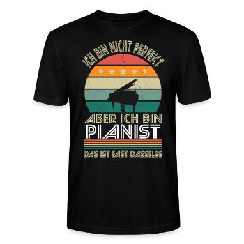 Ich bin nicht perfekt aber ich bin Pianist - Stanley/Stella Unisex Bio-T-Shirt CRAFTER - Schwarz - Vorne - Alina (178cm) & Michal (187cm)