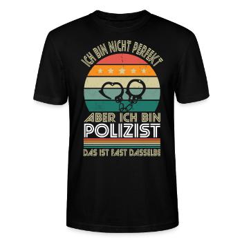 Je ne suis pas parfait, mais je suis un flic - T-shirt bio CRAFTER Stanley Stella Unisexe - noir - Devant - Alina (178cm) & Michal (187cm)