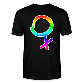 female symbol rainbow female gender - Stanley/Stella CRAFTER Unisex Organic T-Shirt - black - Front - Alina (178cm) & Michal (187cm)