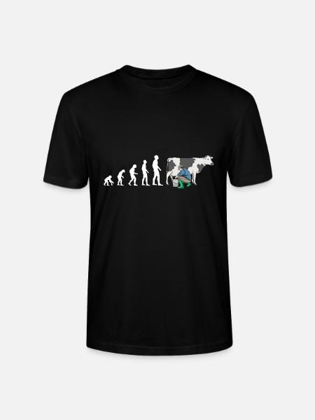 Evolution Bauer Kuh Melken - Stanley/Stella Unisex Bio-T-Shirt CRAFTER - Schwarz