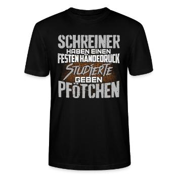SCHREINER - fest - Stanley/Stella Unisex Bio-T-Shirt CRAFTER - Schwarz - Vorne - Alina (178cm) & Michal (187cm)