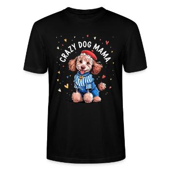 Maman Chien Déjantée avec Chien Mignon Stylé - T-shirt bio CRAFTER Stanley Stella Unisexe - noir - Devant - Alina (178cm) & Michal (187cm)