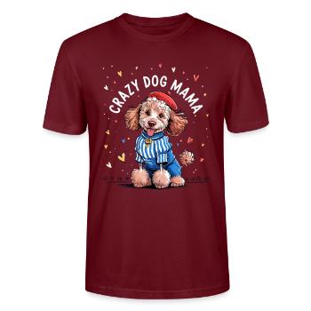 Maman Chien Déjantée avec Chien Mignon Stylé - T-shirt bio CRAFTER Stanley Stella Unisexe - bordeaux - Devant - Alina (178cm) & Michal (187cm)