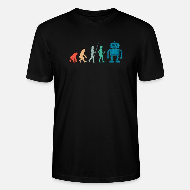 Retro Roboter Evolution - Stanley/Stella Unisex Bio-T-Shirt CRAFTER - Schwarz