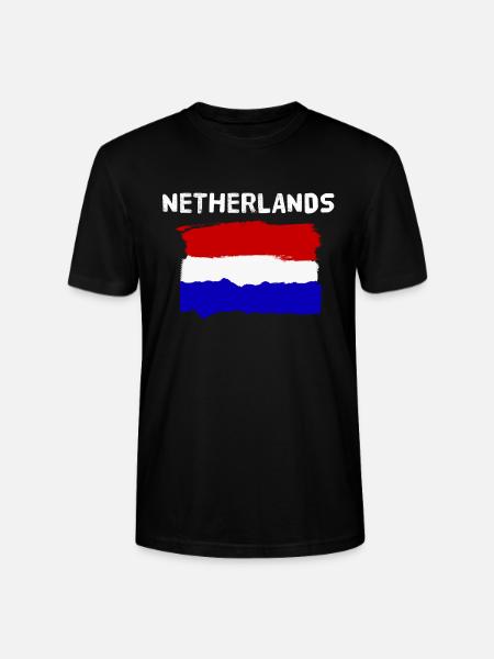 Nederland Nederlandse vlag cartoon banner - Stanley/Stella Uniseks bio-T-shirt CRAFTER - zwart
