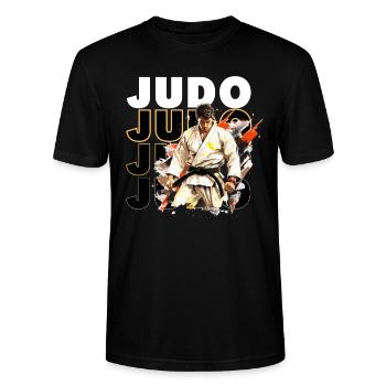Judo Manga - Stanley/Stella CRAFTER Unisex Organic T-Shirt - black - Front - Alina (178cm) & Michal (187cm)