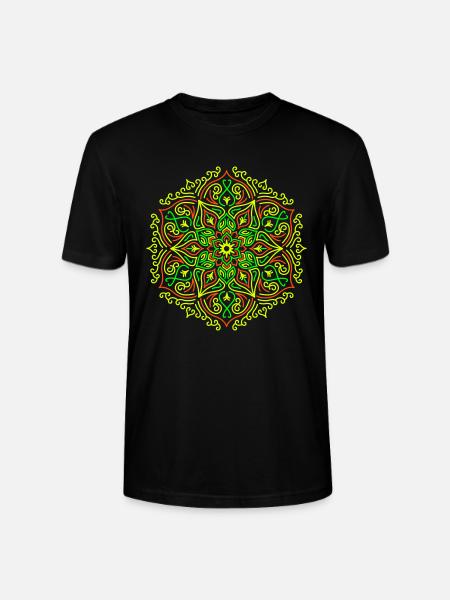 Fire Lotus Mandala - Stanley/Stella CRAFTER Unisex Organic T-Shirt - black