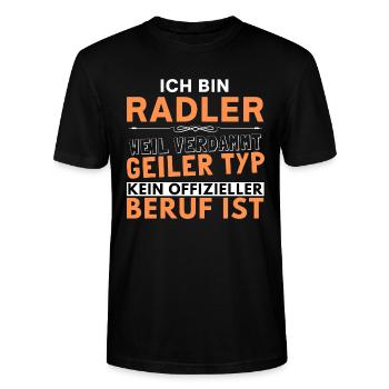Verdammt geiler Typ - Radler Edition - Stanley/Stella Unisex Bio-T-Shirt CRAFTER - Schwarz - Vorne - Alina (178cm) & Michal (187cm)
