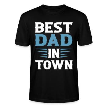 Best Dad in Town - Stanley/Stella Unisex Bio-T-Shirt CRAFTER - Schwarz - Vorne - Alina (178cm) & Michal (187cm)