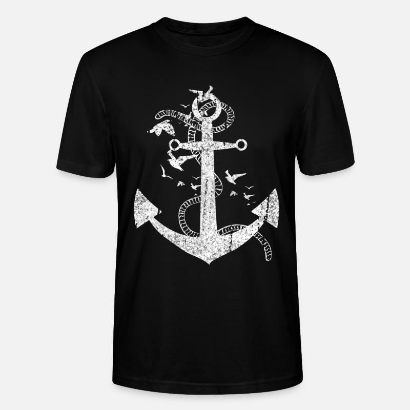 Distressed Anchor Maritime Design - Stanley/Stella CRAFTER Unisex Organic T-Shirt - black
