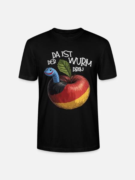 Wurm im Apfel mit Spruch - Stanley/Stella Unisex Bio-T-Shirt CRAFTER - Schwarz