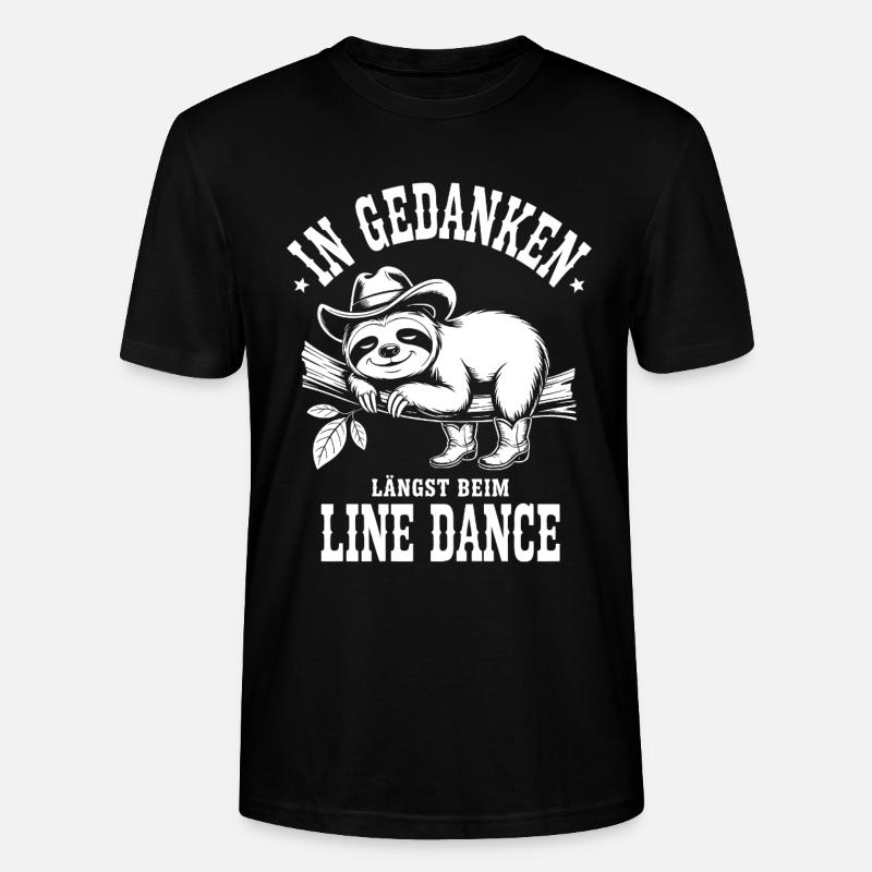 Faultier Line Dance Gedanken - Stanley/Stella Unisex Bio-T-Shirt CRAFTER - Schwarz