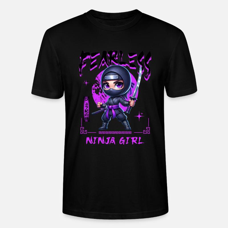Ninja Mädchen Chibi mit Katana - Stanley/Stella Unisex Bio-T-Shirt CRAFTER - Schwarz